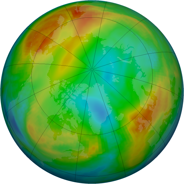 Arctic ozone map for 27 December 1985